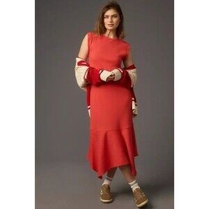 Daily Practice by Anthropologie Highline Short-Sleeve Maxi Dress Red M 282983